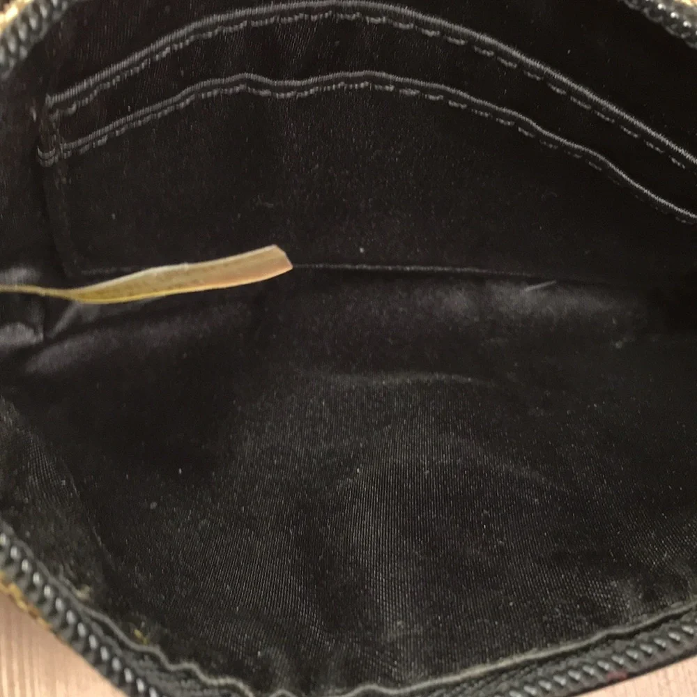 Coach leather and fabric monogram wristlet